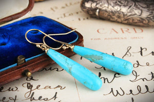 TURQUOISE BULLET EARRINGS 9ct YELLOW GOLD