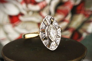 VINTAGE c1940 MARQUISE DIAMOND RING 18ct GOLD