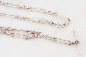 ANTIQUE c1915 EDWARDIAN STERLING SILVER WATCH CHAIN