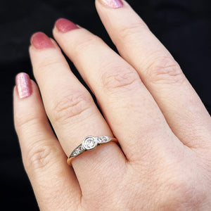 ANTIQUE ART DECO c1920 DIAMOND RING 18ct GOLD & PLATINUM