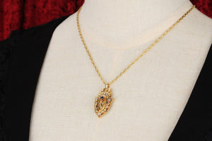 VICTORIAN SAPPHIRE & DIAMOND SHIELD PENDANT 18ct YELLOW GOLD
