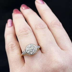ANTIQUE EDWARDIAN c1915 .77ct DIAMOND CLUSTER RING 18ct GOLD