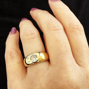 CUSTOM .84ct OLD MINE CUT DIAMOND DOME RING 14ct GOLD