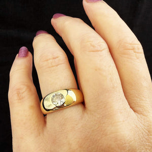 CUSTOM .84ct OLD MINE CUT DIAMOND DOME RING 14ct GOLD