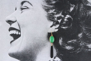 BESPOKE JADE & ONYX EARRINGS 14CT GOLD