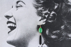 BESPOKE JADE & ONYX EARRINGS 14CT GOLD