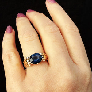 BESPOKE TEAL BLUE TOURMALINE & DIAMOND RING 9ct GOLD