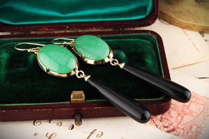 BESPOKE JADE & ONYX EARRINGS 14CT GOLD