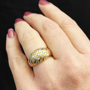 VINTAGE ESTATE 1.25ct DIAMOND BOMBE RING 18ct GOLD