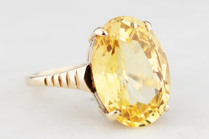 VINTAGE MID-CENTURY 6ct CITRINE COCKTAIL RING 9ct GOLD