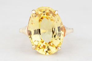 VINTAGE MID-CENTURY 6ct CITRINE COCKTAIL RING 9ct GOLD