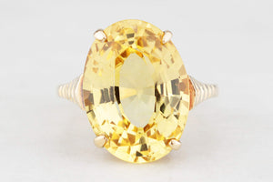 VINTAGE MID-CENTURY 6ct CITRINE COCKTAIL RING 9ct GOLD