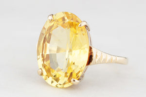 VINTAGE MID-CENTURY 6ct CITRINE COCKTAIL RING 9ct GOLD
