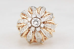 VINTAGE 1940’s .93CT DIAMOND BOMBE RING 14ct GOLD