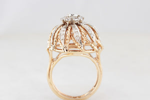 VINTAGE 1940’s .93CT DIAMOND BOMBE RING 14ct GOLD