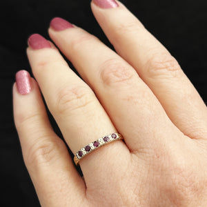 ANTIQUE c1920 FIVE STONE RUBY RING 9ct GOLD