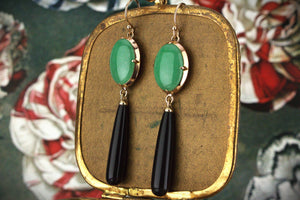 BESPOKE JADE & ONYX EARRINGS 14CT GOLD