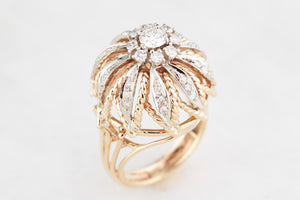 VINTAGE 1940’s .93CT DIAMOND BOMBE RING 14ct GOLD