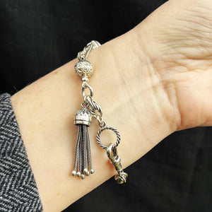 ANTIQUE VICTORIAN 1876 STERLING SILVER ALBERTINA BRACELET