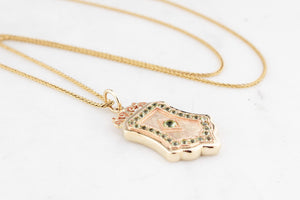 VINTAGE PERIDOT SHIELD PENDANT 9ct GOLD