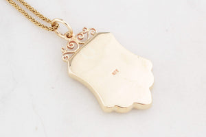 VINTAGE PERIDOT SHIELD PENDANT 9ct GOLD