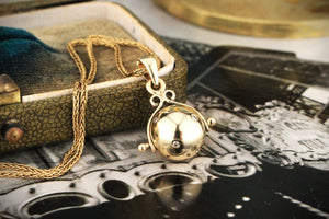 ANTIQUE EDWARDIAN DIAMOND SPINNING GLOBE PENDANT 9ct GOLD