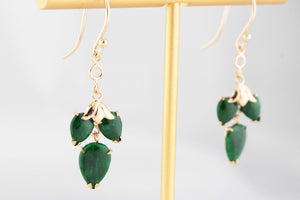VINTAGE NEPHRITE JADE EARRINGS 14ct & 9ct GOLD