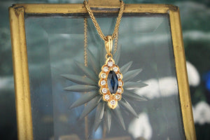 MODERN SAPPHIRE & DIAMOND PENDANT 18ct GOLD