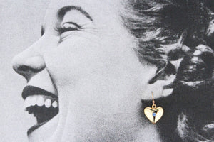 VINTAGE SAPPHIRE HEART EARRINGS 9ct GOLD