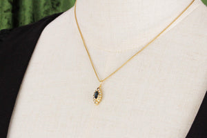 MODERN SAPPHIRE & DIAMOND PENDANT 18ct GOLD