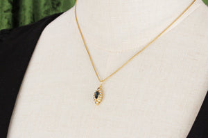 MODERN SAPPHIRE & DIAMOND PENDANT 18ct GOLD