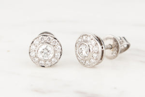 MODERN .58ct DIAMOND STUD EARRINGS 18CT WHITE GOLD