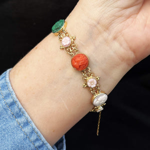 VINTAGE c1930’s CARVED CAMEO BRACELET 14ct GOLD