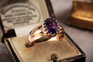 ANTIQUE AUSTRALIAN AMETHYST RING 15ct GOLD