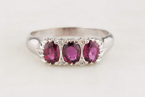 RETRO SAPPHIRE & DIAMOND HALF HOOP RING IN 18ct WHITE GOLD