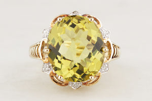 RETRO 8.2ct CITRINE & DIAMOND RING IN 9ct GOLD