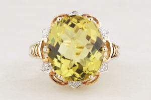 RETRO 8.2ct CITRINE & DIAMOND RING IN 9ct GOLD