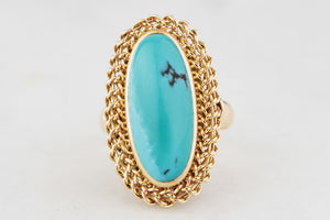 VINTAGE c1940’s TURQUOISE RING 18ct GOLD