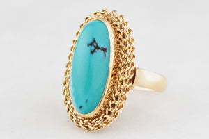 VINTAGE c1940’s TURQUOISE RING 18ct GOLD