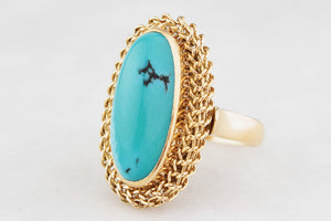 VINTAGE c1940’s TURQUOISE RING 18ct GOLD