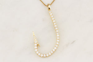 HANDCRAFTED 1.55ct DIAMOND FISHHOOK PENDANT IN 18ct GOLD