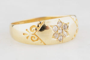 ANTIQUE VICTORIAN 1889 DIAMOND RING 15CT GOLD