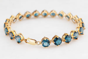 VINTAGE 35ct LONDON BLUE TOPAZ BRACELET 9ct GOLD