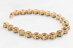 VINTAGE 35ct LONDON BLUE TOPAZ BRACELET 9ct GOLD