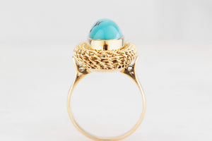 VINTAGE c1940’s TURQUOISE RING 18ct GOLD
