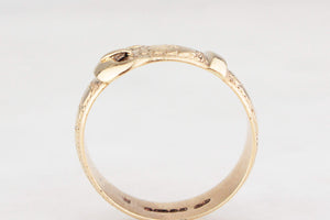 ANTIQUE EDWARDIAN 1902 FLORAL ETCHED BUCKLE RING 9ct GOLD