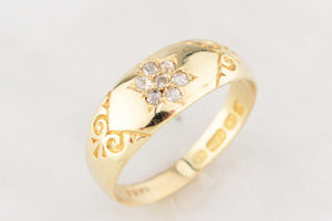 ANTIQUE VICTORIAN 1889 DIAMOND RING 15CT GOLD