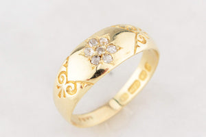 ANTIQUE VICTORIAN 1889 DIAMOND RING 15CT GOLD