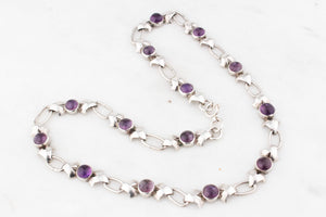 VINTAGE MID-CENTURY 21.84ct AMETHYST NECKLACE STERLING SILVER