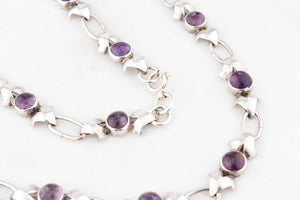 VINTAGE MID-CENTURY 21.84ct AMETHYST NECKLACE STERLING SILVER